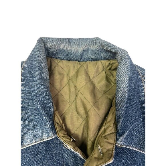 Vtg Arizona Jean Company Denim Jacket Quilted Reversible Stadium Bomber Y2K - Picture 5 of 16